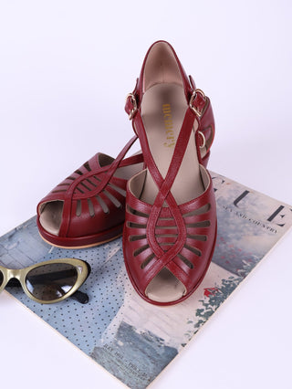 1940s summer sandals - Red - Katharine - memery