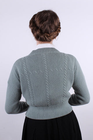 1940s vintage style cardigan - Merino - Dusty mint green - Vera - memery