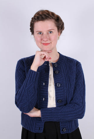 1940s vintage style cardigan - Navy blue - Ingrid - memery