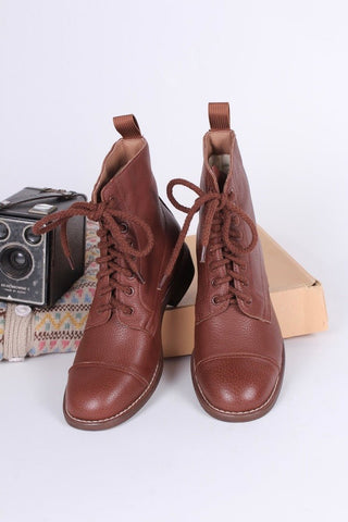 1940s Women's Military Boots - Brown - Robbie - memery