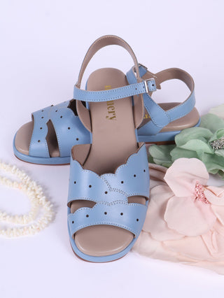 1950s sandals with cloud - shaped pattern - blue pastel - Joy - memery