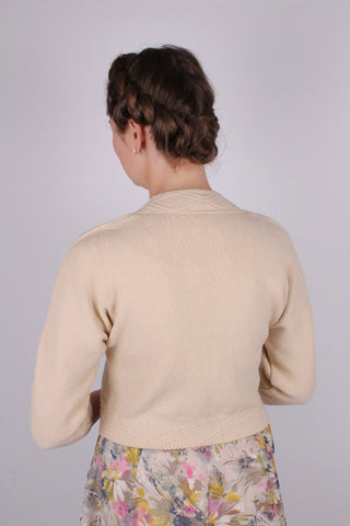 1950s vintage style bolero with pattern - Cream - Carol - memery