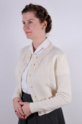 1940s vintage style cardigan - Off White - Vera