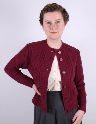 1940s - early 1960s vintage style cardigan - Burgundy red - Ingrid