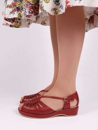 1940s summer sandals - Red - Katharine