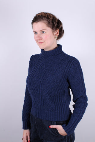 1940s / 1950s vintage style turtleneck pullover - Navy blue - Inger