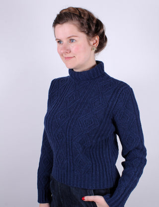 1940s / 1950s vintage style turtleneck pullover - Navy blue - Inger