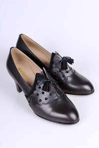 1930s everyday Oxford shoes with tassels, black, Mildred
