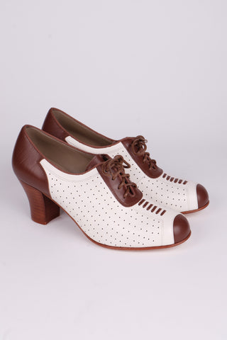 1940s Spectator Oxford pumps - Brown / Off-White - Lucy