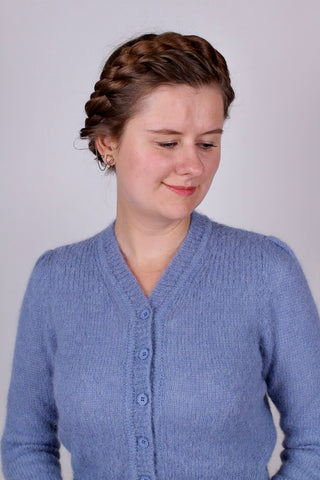 1940s vintage style mohair cardigan - Dusty blue - Lisbeth