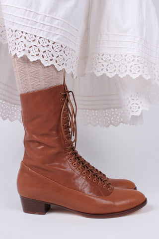 1910s Everyday Lace-up Boots - Light Brown - Ruth