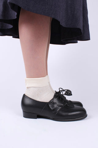 40s Derby shoe with tassels - Black - Billie - memery