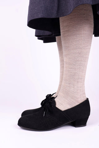 40s Derby shoes - Low heel - black - Esther - memery