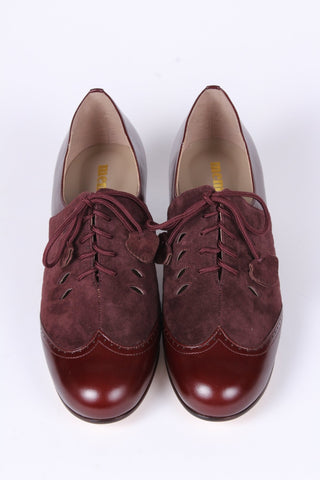 40s everyday two - tone Oxfords - Dark brown / Aubergine - Clara - memery