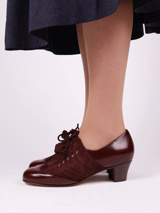 40s everyday two - tone Oxfords - Dark brown / Aubergine - Clara - memery