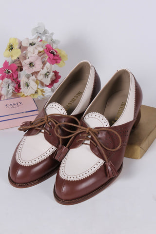 40s Two - tone Spectator shoes - Brown and off - white - Grace. - memery