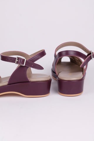 1940s / 50s style summer sandals /  wedges - Plum - Sidse
