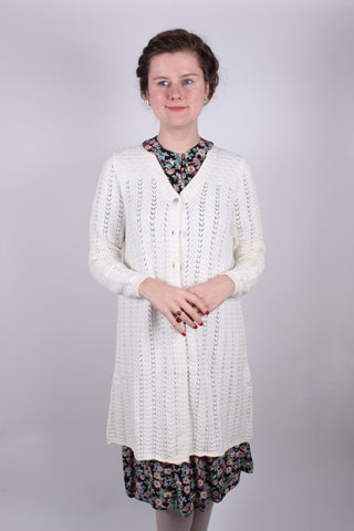 1930s style long cardigan / swagger jacket - Off-White - Isabel