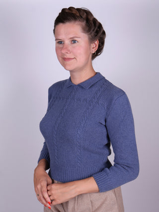 1940s vintage style pullover - Merino - Light blue - Gertrud