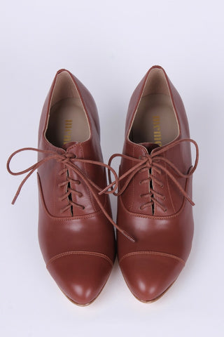 Edwardian style Oxford shoe with pompadour heel - 1900-1920 - Brown - Bertha