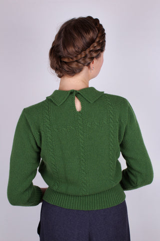 1940s vintage style pullover - Merino - Green - Gertrud