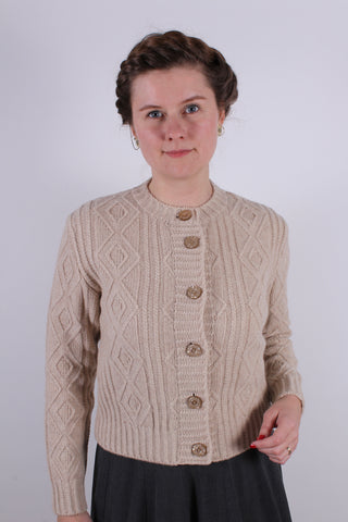 1940s - early 1960s vintage style cardigan - Cream  - Ingrid