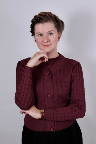 1940s / 1950s style Cardigan - Plum - Joanne