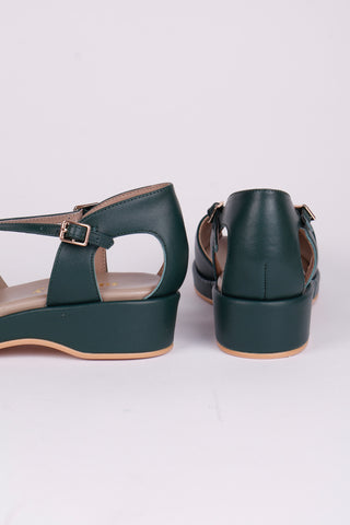 1940s summer sandals - Dark Green - Katharine