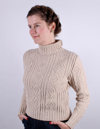 1940s / 1950s vintage style turtleneck pullover  - Cream - Inger