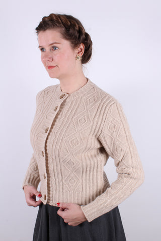 1940s - early 1960s vintage style cardigan - Cream  - Ingrid