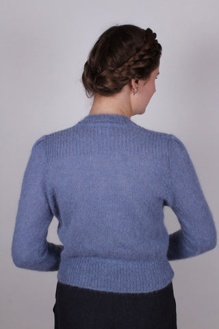 1940s vintage style mohair cardigan - Dusty blue - Lisbeth