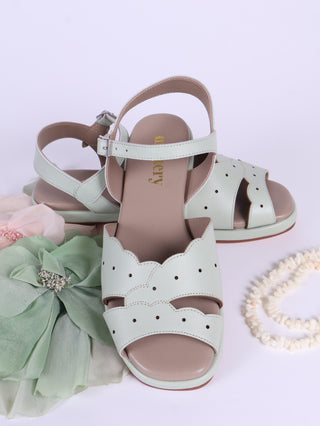 1950s sandals with claud-shaped pattern - Mint - Joy