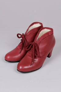 Soft 1940s style winter boot - Red - Lillie