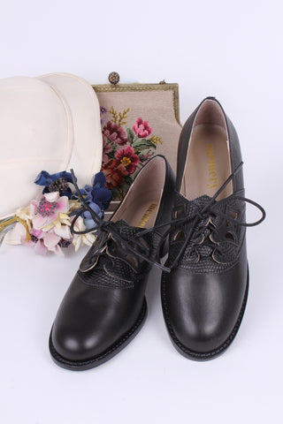 Everyday walking Oxford shoes 30s / 40s - Black - Emily