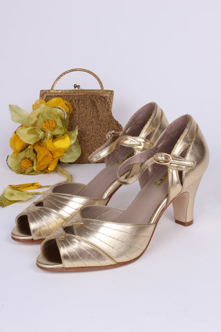 1930s inspired high heel evening shoes - gold - Susan