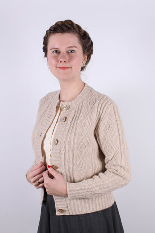 1940s - early 1960s vintage style cardigan - Cream  - Ingrid