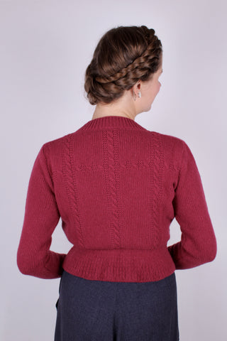 1940s vintage style cardigan - Raspberry- Vera