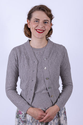 1940s / 1950s style Cardigan - Grey Melange - Augusta