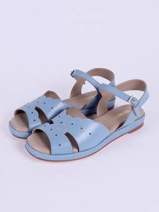 1950s sandals with claud-shaped pattern - blue pastel - Joy