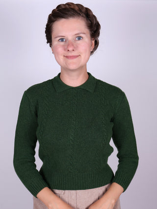 1940s vintage style pullover - Merino - Green - Gertrud