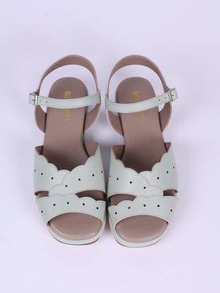 1950s sandals with claud-shaped pattern - Mint - Joy