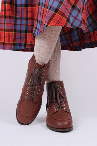 1930s/1940s Style Winter Snow Boots with Fur - Brown - Rita