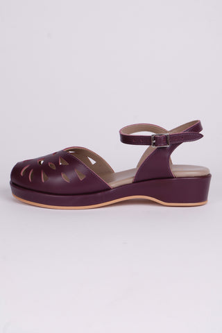 1940s / 50s style summer sandals /  wedges - Plum - Sidse