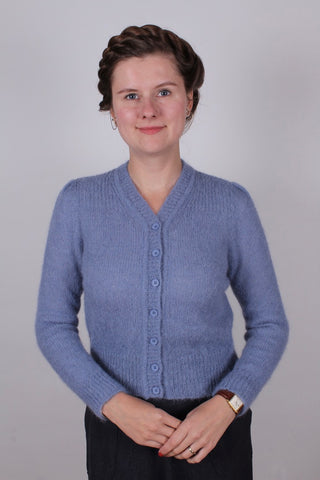 1940s vintage style mohair cardigan - Dusty blue - Lisbeth