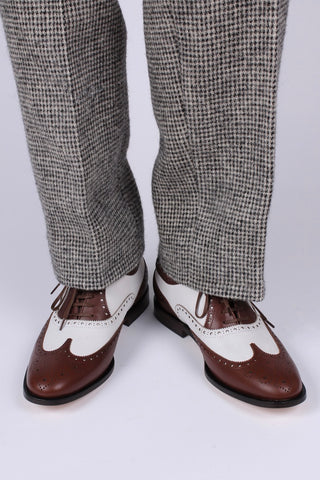 Men's 1930s-style spectator shoe - dark brown / off-white - Charles