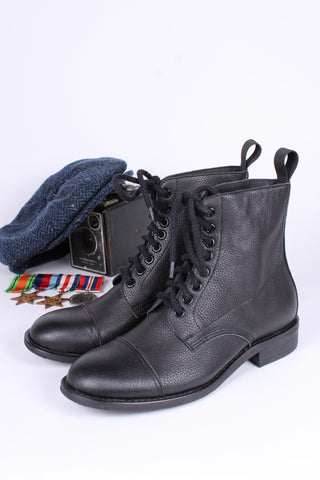 1940s Men's Military Boots - Black - Robbie