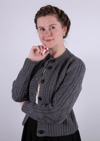 1940s - early 1960s vintage style cardigan - Dark grey  - Ingrid