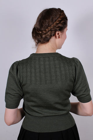 1940s / 1950s style short-sleeved pullover - Green - Sally