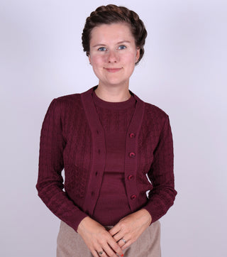 1940s / 1950s style Cardigan - Plum - Joanne