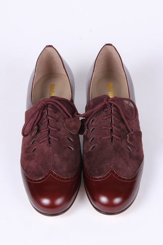 40s everyday two-tone Oxfords - Dark brown / Aubergine - Clara